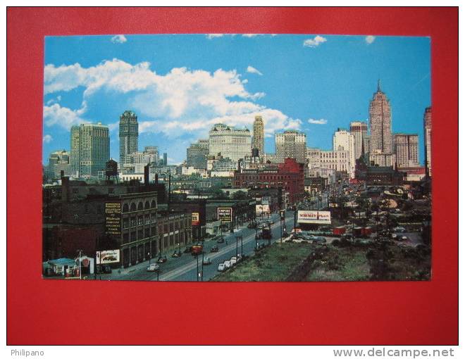 Detroit  MI  Skyline Of Detroit Early Chrome ------    ===  Ref 242 - Detroit