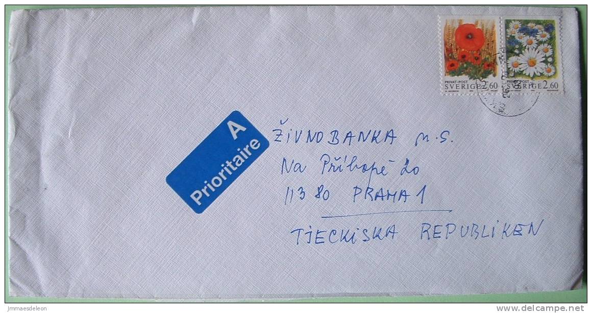 Sweden 1993 Cover To Praha Czech - Flowers - Lettres & Documents