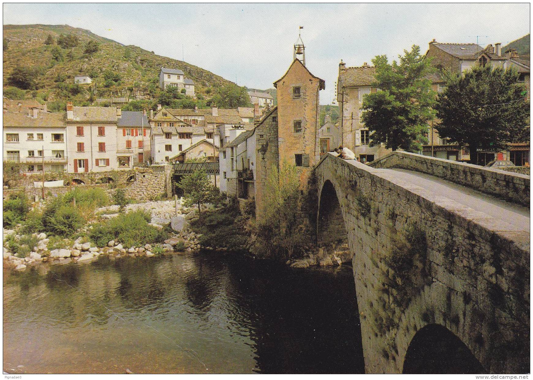 Cp , 48 ,  PONT-de-MONTVERT , Alt. 875m. , Le Grand Pont Et L'Horloge - Le Pont De Montvert