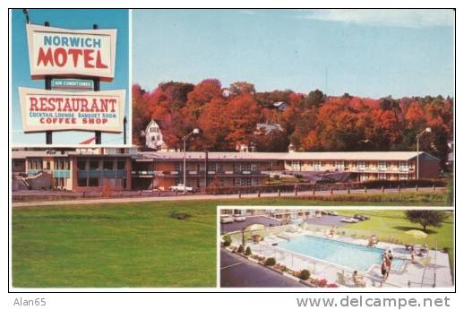 Norwichtown CT Connecticut, Norwich Motel Multi-view Chrome, Lodging, C1960s/70s Vintage Postcard - Other & Unclassified