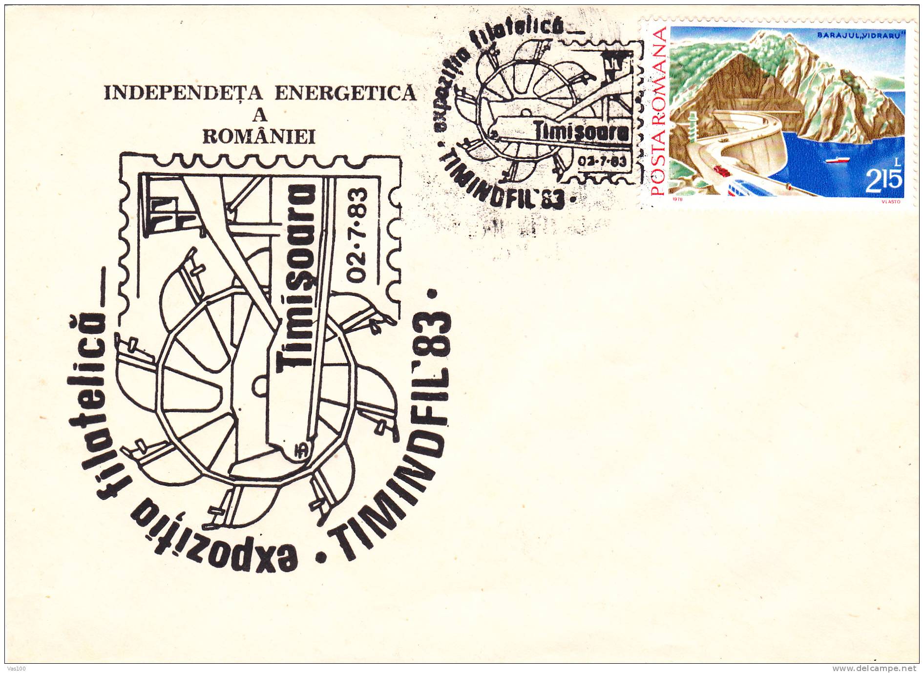 Bridge - Barrage - Electricite,Hydropower;1983 Special Covers Obliteration Concordante Romania. - Electricité