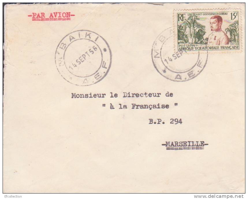 AEF,Oubangui,Mbaiki Le 14/09/1956,colonies,lettr E,lieutenant Gouverneur Cureau,15f N°230 - Other & Unclassified