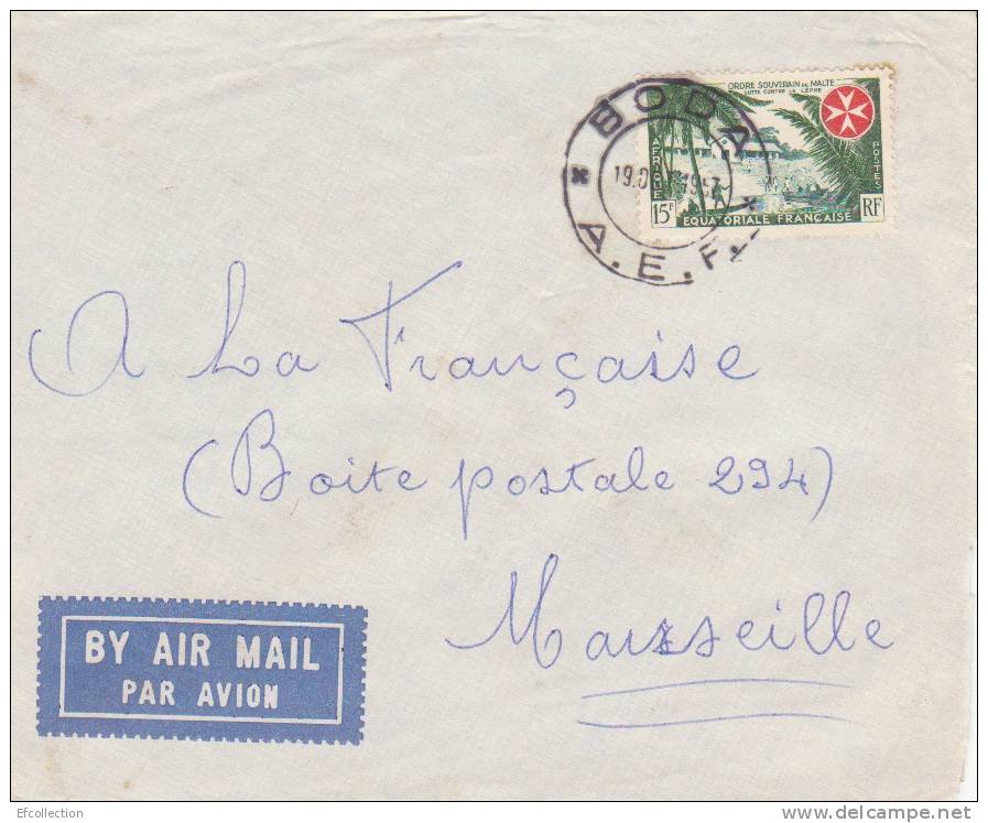 AEF,Ounbangui,Lobaye,Boda   Le 19/10/1957,lettre,Colonie S,ordre  Souverain De Malte Et Lutte Contre La Lépre,15f N°237 - Other & Unclassified