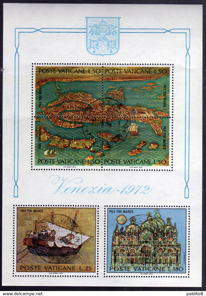 CITTÀ DEL VATICANO VATIKAN VATICAN 1972 SALVAGUARDIA DI VENEZIA SAVE VENICE BLOCCO FOGLIETTO BLOCK SHEET BLOC USATO USED - Blocks & Kleinbögen