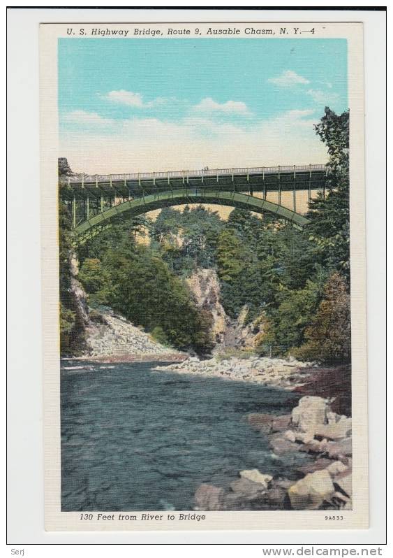 US HIGHWAY BRIDGE, ROUTE 9, AUSABLE CHASM NY NEW YORK. Old PC . USA - Adirondack