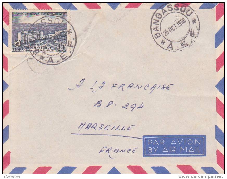 AEF,Oubangui,Bangassou Le 25/10/1956 > France,lettre,Colonies,ho Pital De Brazzaville,15f N°234 - Other & Unclassified