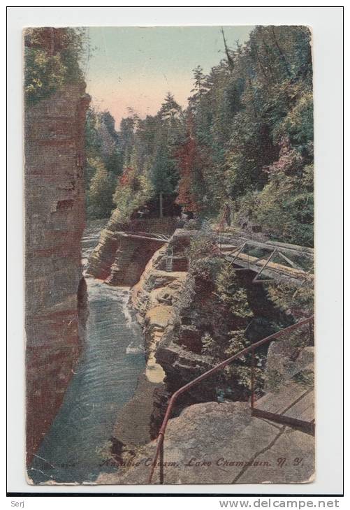 AUSABLE CHASM LAKE CHAMPLAIN. NY NEW YORK 1907. Old PC . USA - Adirondack