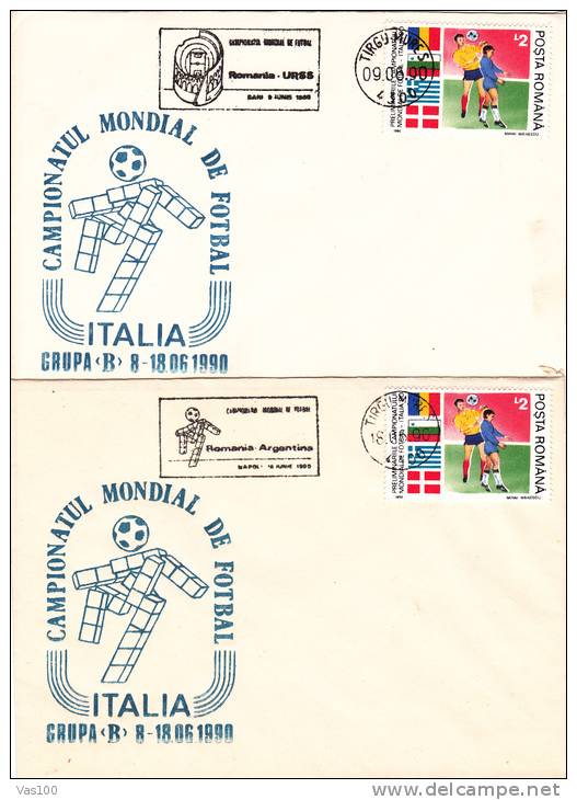 Coupe De Monde,Football,soccer,1990 Italia PMK 2X Stationery Covers Entier Postal Romania. - 1990 – Italien