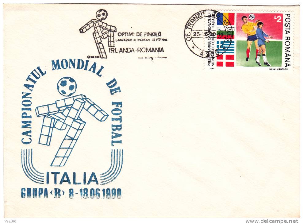 Coupe De Monde,Football,soccer,1990 Italia PMK 1X Stationery Covers Entier Postal Romania. - 1990 – Italien