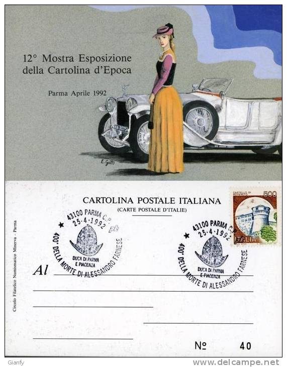 PARMA 12 MOSTRA CARTOLINA EPOCA 1992 ANN SPEC FARNESE - Borse E Saloni Del Collezionismo