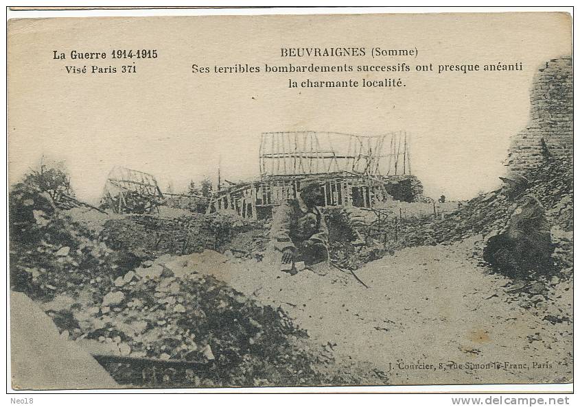 Guerre 1914 WWI Aneantissement De La Charmante Localité Poilus Edit J. Courcier - Beuvraignes