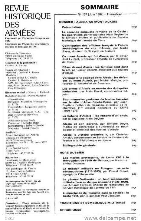 REVUE HISTORIQUE DES ARMEES N 2 "ALESIA -CRETE 41- GENER VUILLEMIN -POLOGNE 19.23" " VOIR SOMMAIRE DE 1987 - Francese