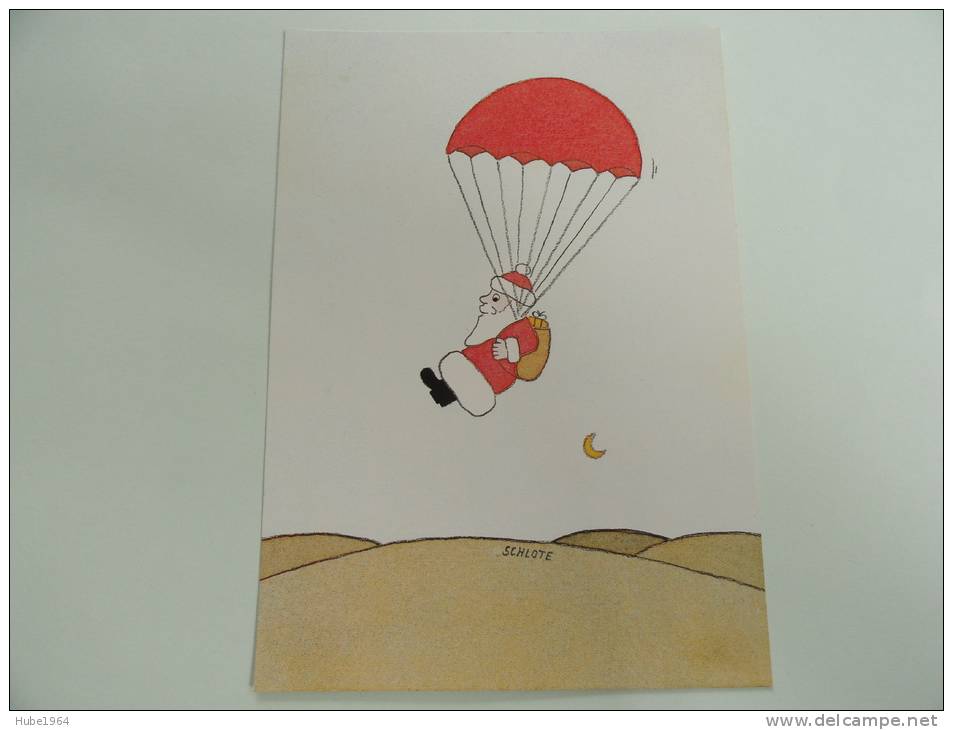 CARTE POSTALE PERE NOEL PARACHUTISTE - Parachutisme