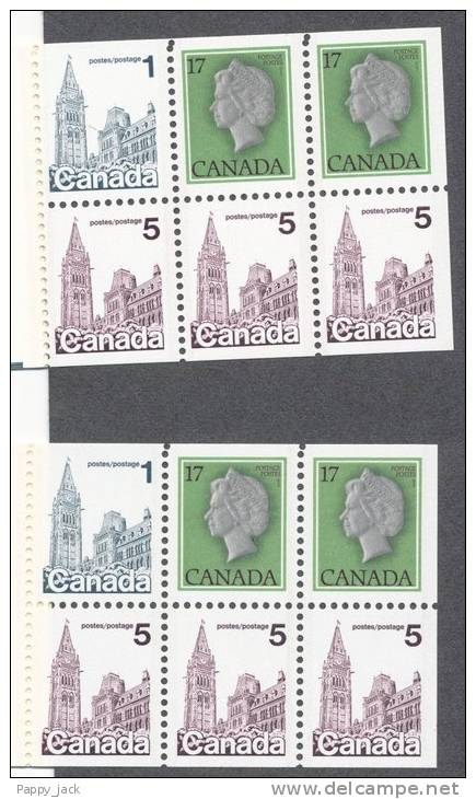 Canada Booklet # 80 Offset Perf At Top - 2 Full MNH Booklets  -  Flowers On Covr Columbine & Yllow Bells In Blue - Carnets Complets