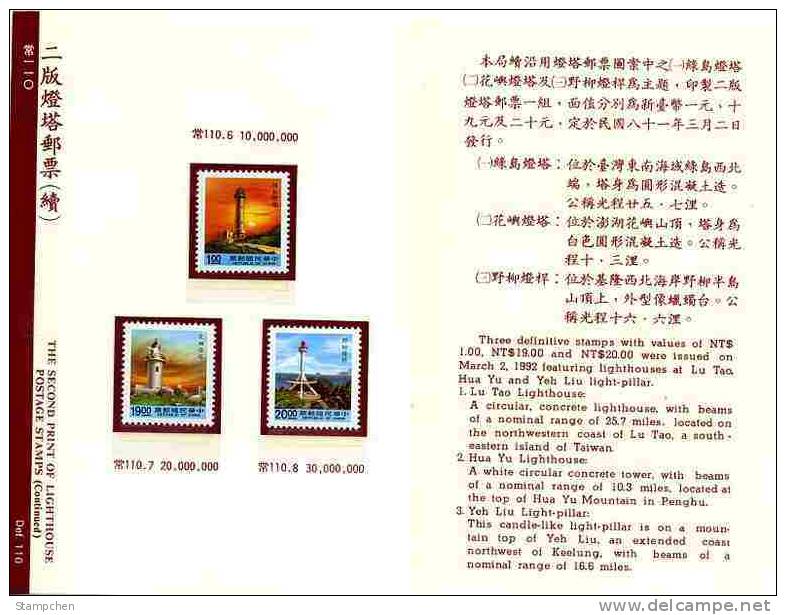 Folder 1992 2nd Print Lighthouse Stamps 4-2 Relic - Inseln