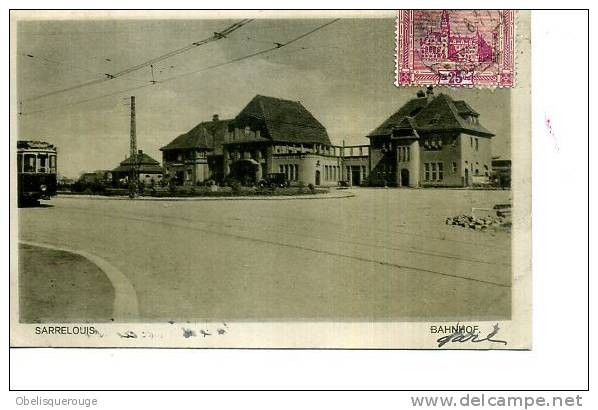 SARRELOUIS BAHNHOF LA GARE TRAMWAY VOITURES ANIMATION TOP 1924 - Kreis Saarlouis