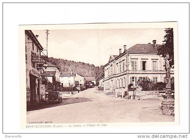 CPA - 88 -  BROUVELIEURES - Le Centre Et L Hotel De Ville - Garage RENAULT Et CITROEN - Brouvelieures