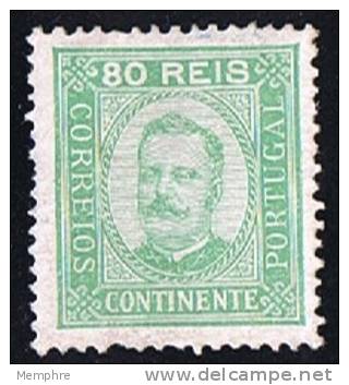 D. Carlos I  80 Reis   Perf 12&frac12;  * MH - Unused Stamps