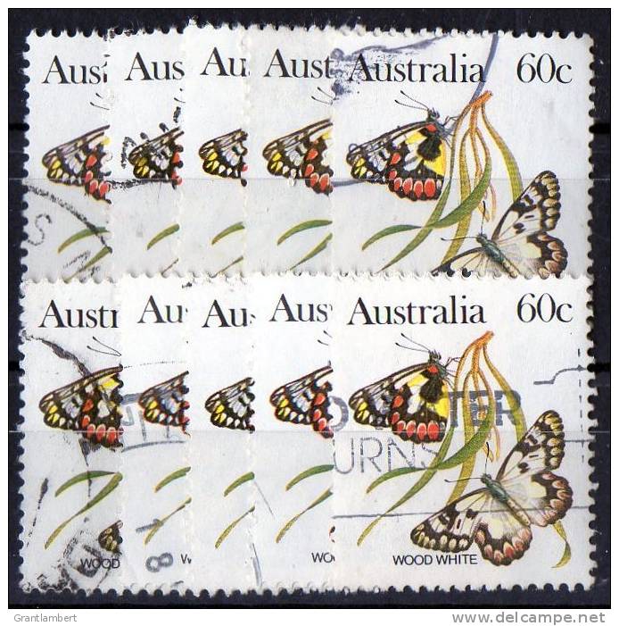 Australia 1983 Butterflies 60c Wood White Used  SG 798 - 10 Stamps - Collections