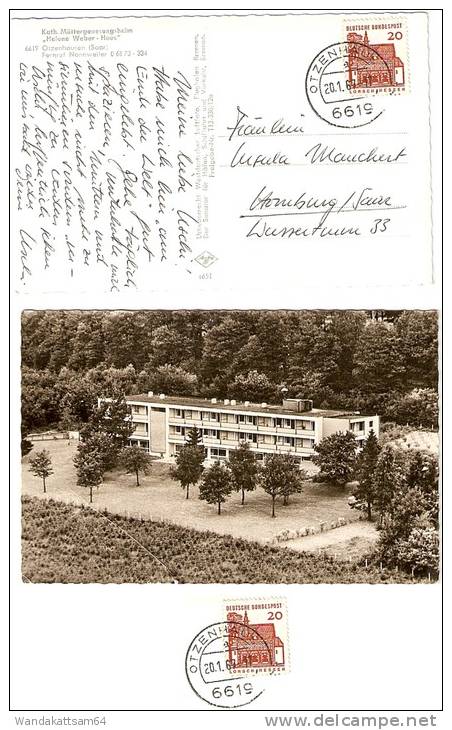 AK Kath. Müttergenesungsheim "Helene Weber - Haus" 6619 Otzenhausen (Saar) Fernruf Nonnweiler 0 68 73 - 334 20. 1. 67-17 - Nonnweiler