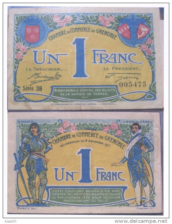 Lot De 3 Billets Des Chambres De Commerce, Grenoble (38-Isère), Dauphiné - Cámara De Comercio