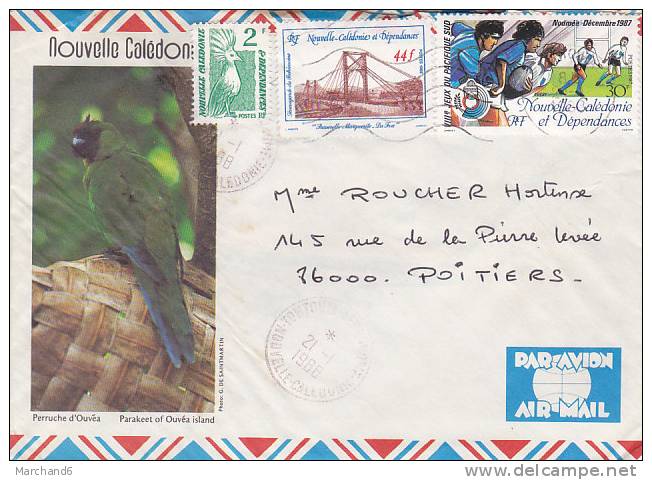 NOUVELLE CALEDONIE LETTRE PERRUCHE D OUVEA N°492.503.547 EN 1988 EN LETAT - Covers & Documents