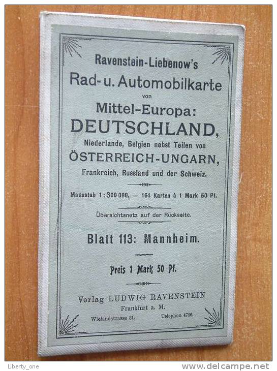 Ravenstein-Liebenow's Automobilkarte Mittel-Europa DEUTSCHLAND / Blatt 113 - Mannheim ( Details Zie Foto ) ! - Europe