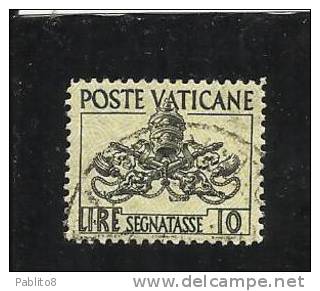 VATICANO 1954 SEGNATASSE TRIREGNO 10 LIRE USATO - Taxes