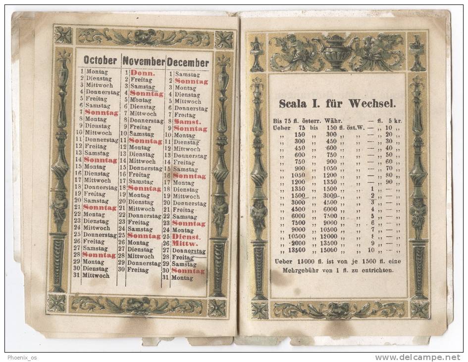 CALENDARS - Lotterie Kalender, Hotel FORTUNA, Litho, 1883. Complete - Klein Formaat: ...-1900