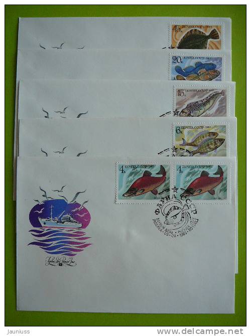 USSR Russia 1983 Fishes Marine  Set Of 5 FDC - FDC