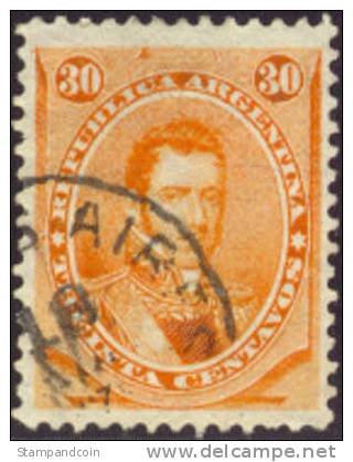 Argentina #24 Used 30c Orange From 1873 - Usati