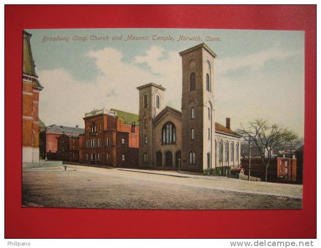 Connecticut  Norwich- Broadway Church & Masonic Temple Ca 1910====  - Ref 265 - Autres & Non Classés