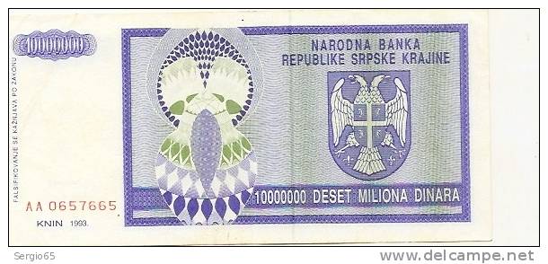 REPUBLIKA SRPSKA KRAJINA - 10000000 DIN - 1993. - Kroatien