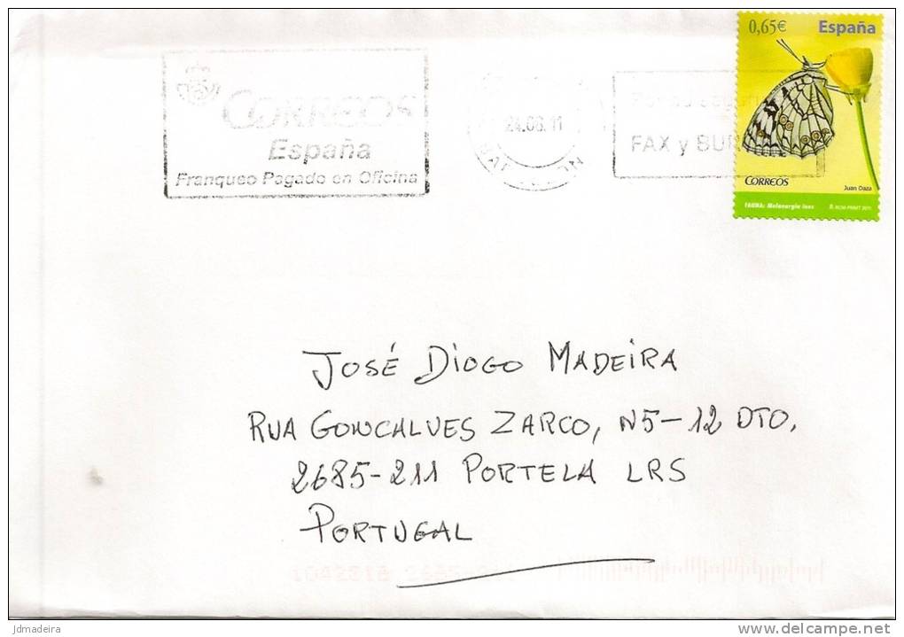 Spain Cover With Butterfly Stamp - Lettres & Documents