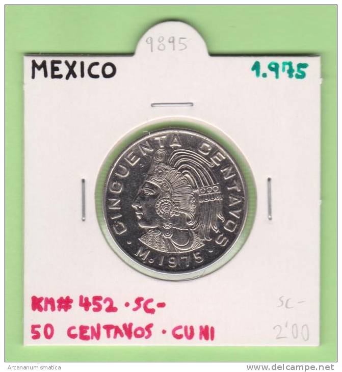 MEXICO   50  CENTAVOS  1.975  KM#452   CU NI    SC-/UNC-     DL-9895 - Mexique