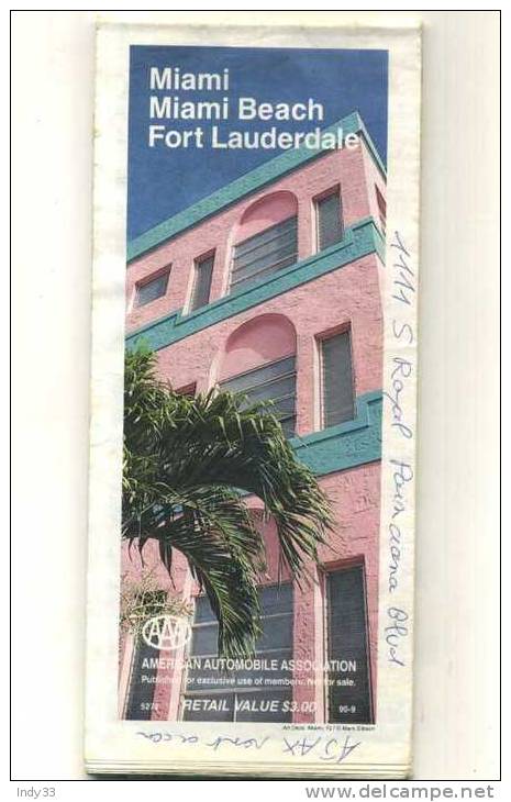 - GRAND PLAN DOUBLE FACE DE MIAMI . 1991 - Carte Topografiche