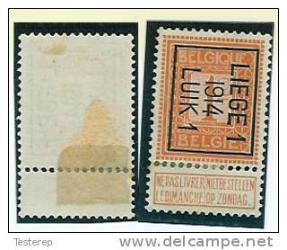 LIEGE 1  1914  LUIK 1  1ct  Pos.B  Cfr  Scan : Tab Partie Avec Charnière - Typo Precancels 1912-14 (Lion)