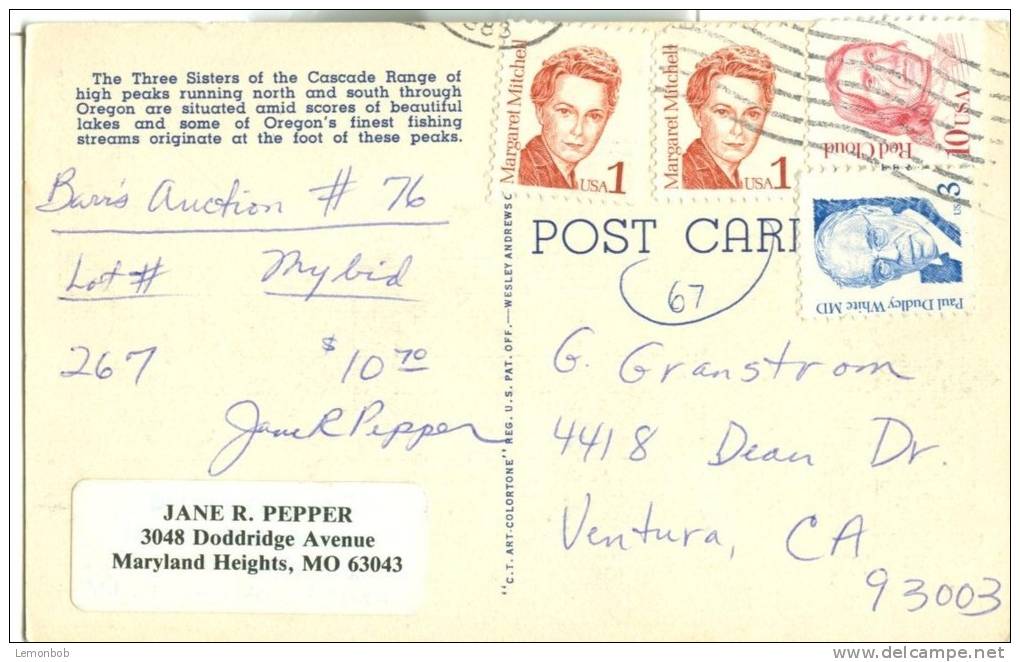 USA – United States – Three Sisters, Looking Southeast From Scotts Lake, Oregon, Used Linen Postcard [P6127] - Altri & Non Classificati