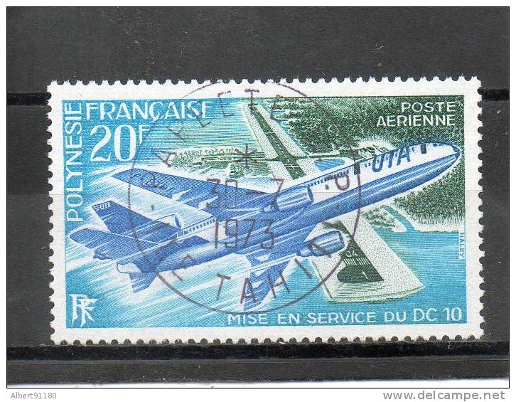 POLYNESIE P Aérienne  DC 10 20f Bleu Turquoise Vert Foncé Bleu 1973n°74 - Oblitérés