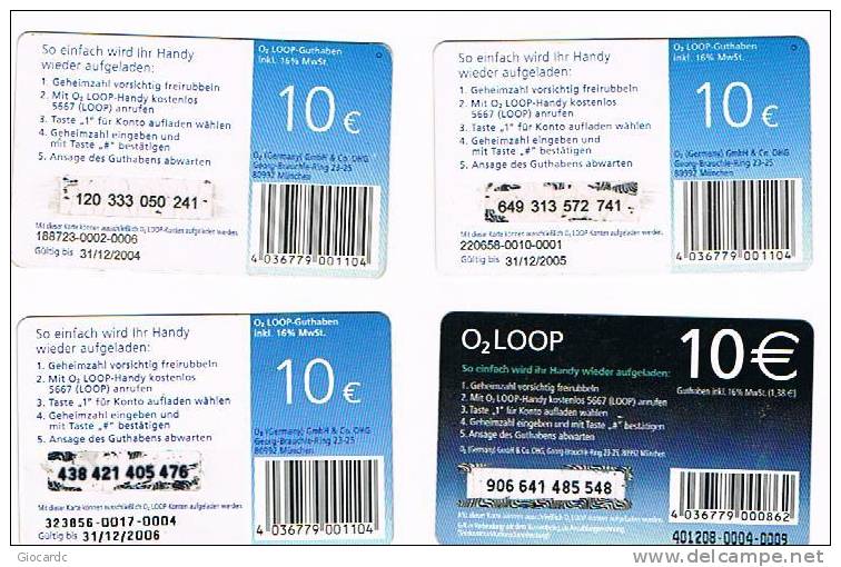 GERMANIA (GERMANY) -  O2 (RECHARGE) -  LOT OF 4 DIFFERENT     - USED °- RIF. 5797 - [2] Mobile Phones, Refills And Prepaid Cards