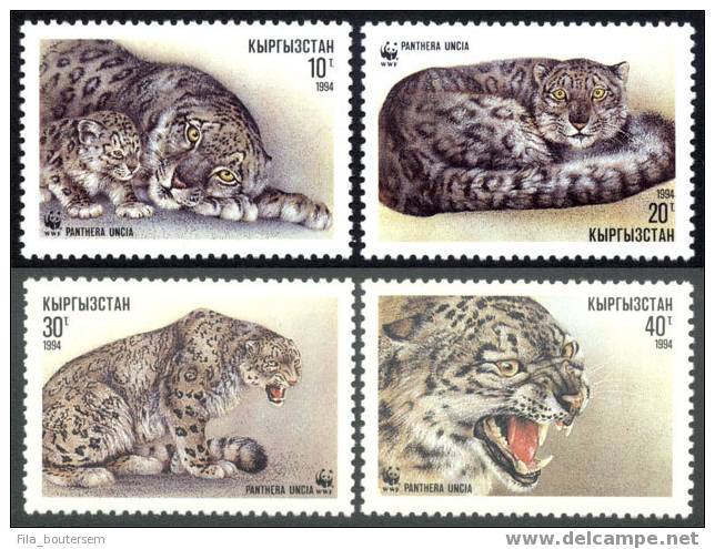 KYRGYZSTAN - KIRGHIZTAN : 21-03-1994 (**) : Set Of 4v : WWF Pantheras - Kyrgyzstan