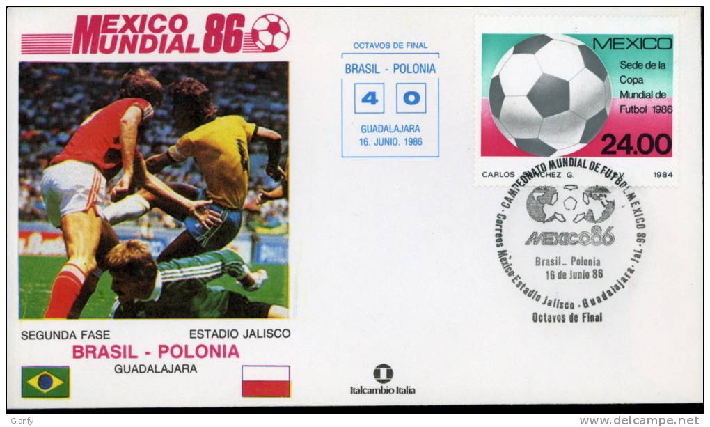 CALCIO FIFA WORLD CUP MEXICO 1986 FDC BRASILE POLONIA - 1986 – México