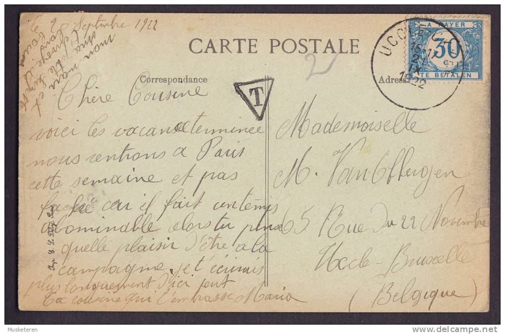 France CPA 125. Champigny - CHENNEVIERES 1922 To BRUXELLES W. Deluxe UCCLE 1922 Timbre-Taxe TAXE T-Cds. Postage Due - Cartas & Documentos