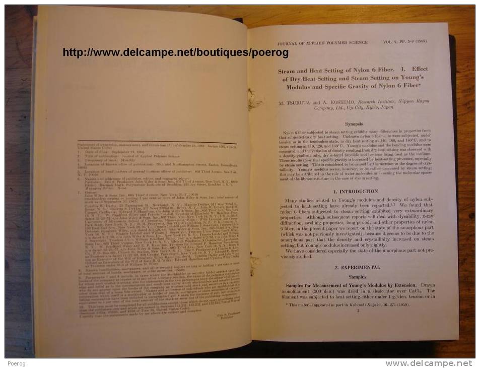 JOURNAL OF APPLIED POLYMER SCIENCE - V.9 - 1965 - 1 - RELIE - TBE - Chemie