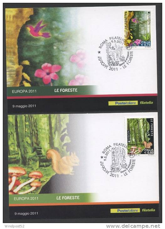 EUROPA CEPT 2011 CARTOLINA POSTALE - LE FORESTE - DUE CARTOLINE 41 - 2011