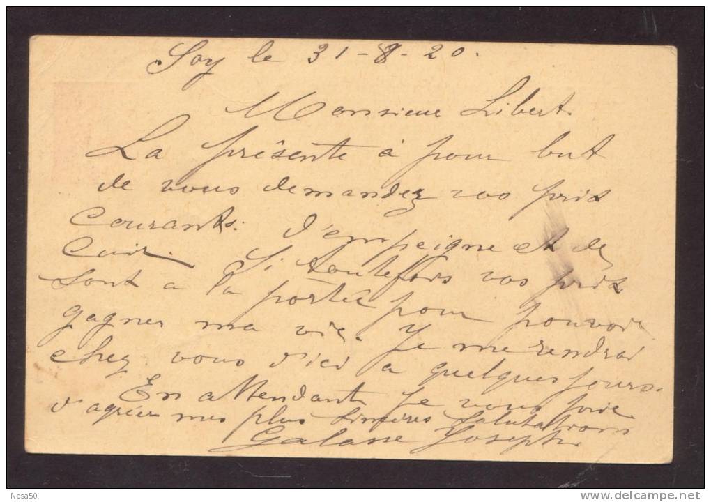 Belgie Carte Postale 31-8-1920 Kaart Naar Malmedy Met Zegel Nr 148 10 C. - Lettres & Documents