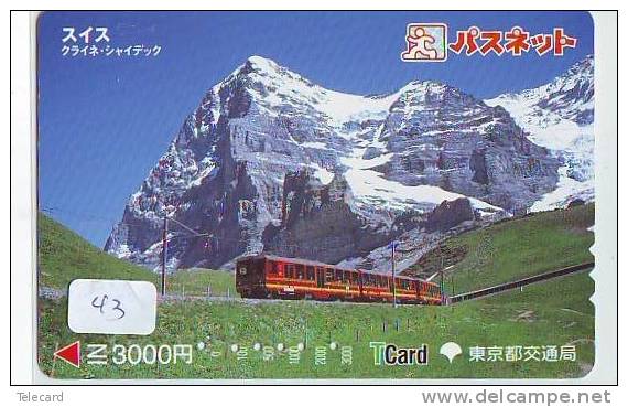 Télécarte SUISSE Reliée (43) SUISSE Montagne Mountain Japan Phonecard Telefonkarte Switzerland Schweiz Verbunden * TRAIN - Gebirgslandschaften