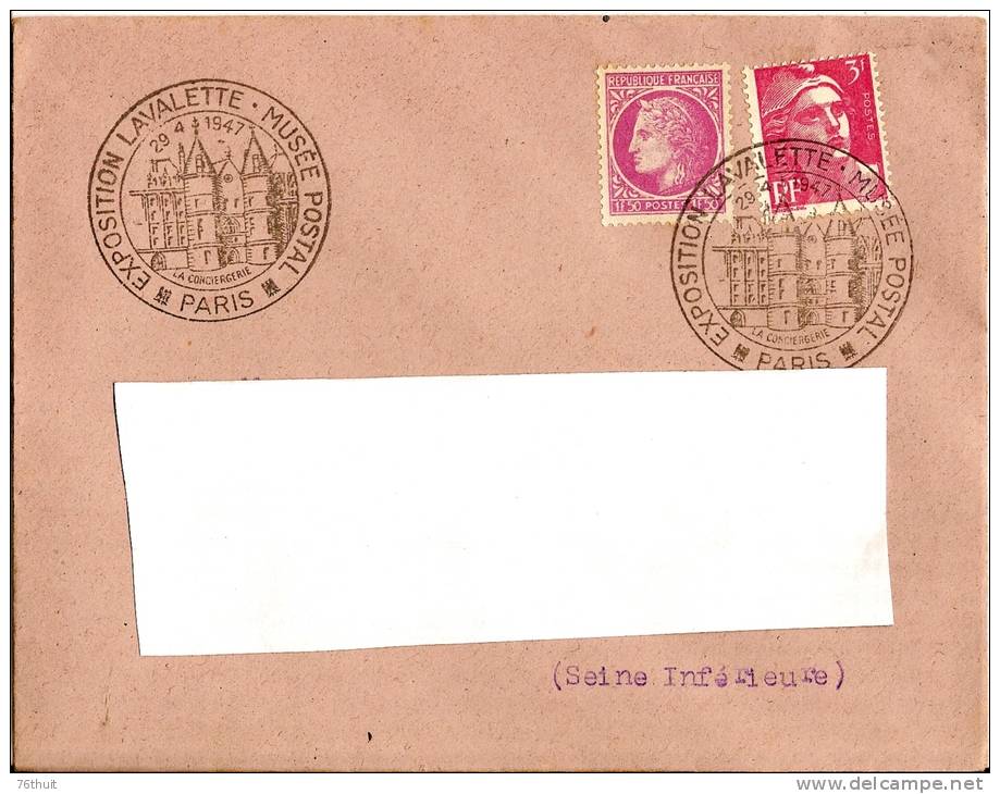 1947-Enveloppe Lettre - Exposition Lavalette - Musée Postal-Paris + Timbres Yvert & Tellier N° 716-679 - Cachets Provisoires