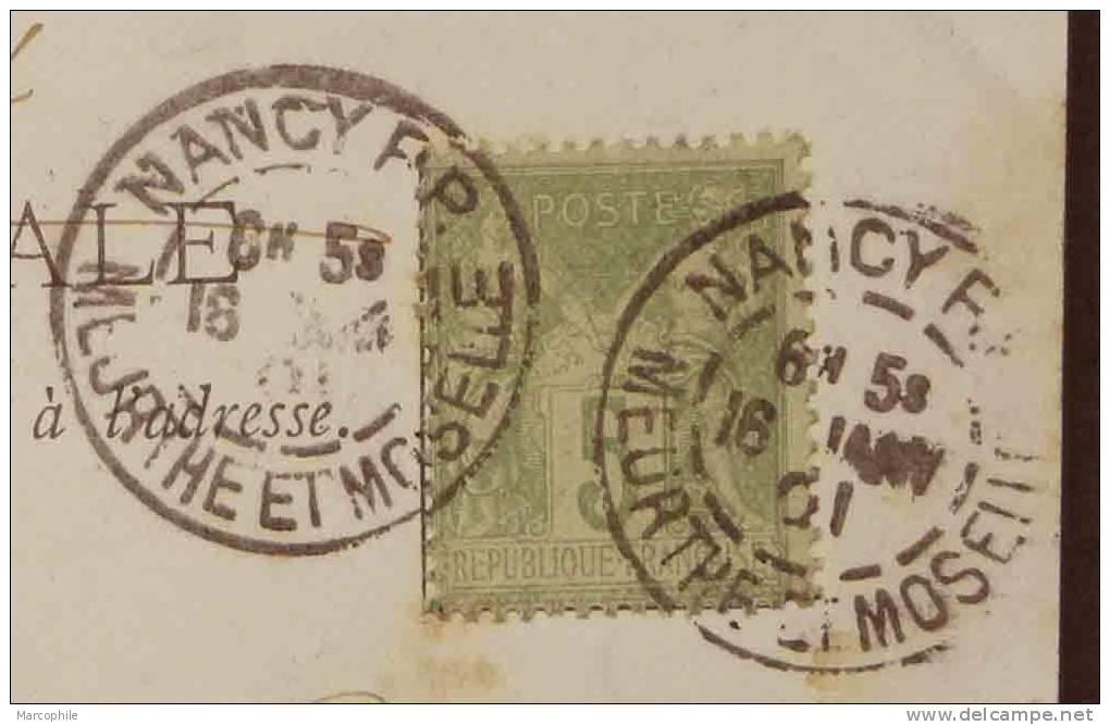 NANCY - SAGE / 1901 OBLITERATION DAGUIN JUMELE SUR CPA LITHO (ref EP671) - 1898-1900 Sage (Type III)