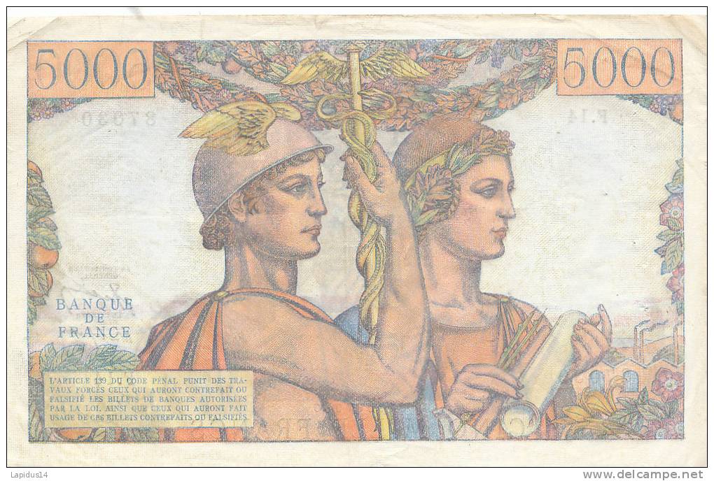 BILLET / 5000 FRANCS  TERRE ET MER   TB 10-3-1949 - 5 000 F 1949-1957 ''Terre Et Mer''